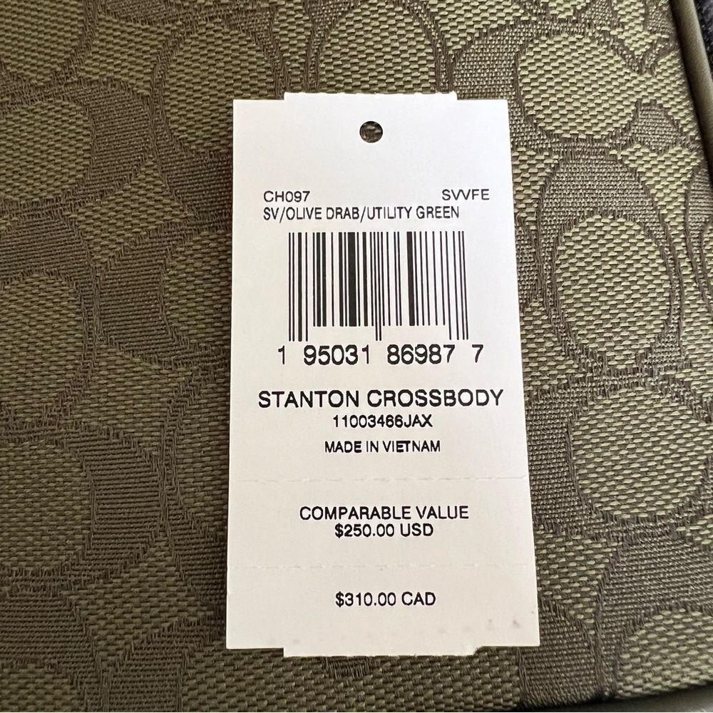 NWT Coach Stanton Crossbody Bag in Signature Jacquard Olive Drab Utility Green - Picture 9 of 14